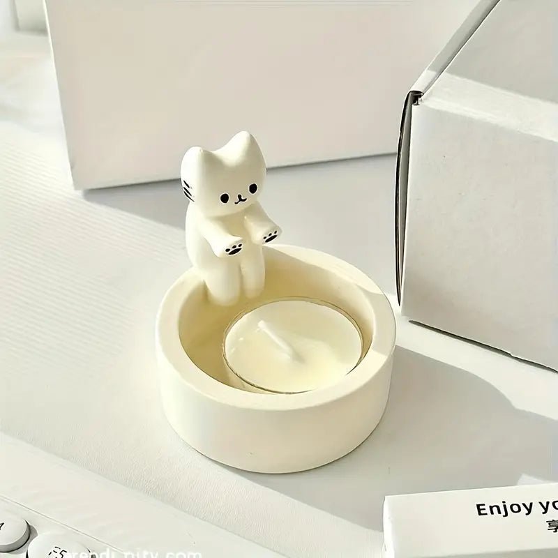 KittyGlow Cat Candle Holder – Handmade Feline Charm for a Cozy Ambience - All Around Casa