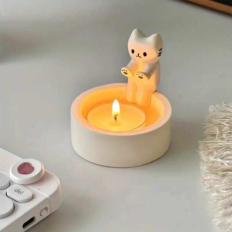KittyGlow Cat Candle Holder – Handmade Feline Charm for a Cozy Ambience - All Around Casa
