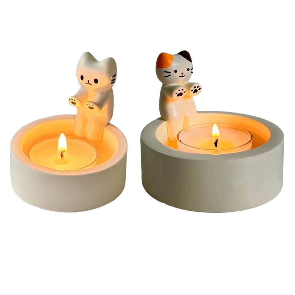 KittyGlow Cat Candle Holder – Handmade Feline Charm for a Cozy Ambience - All Around Casa