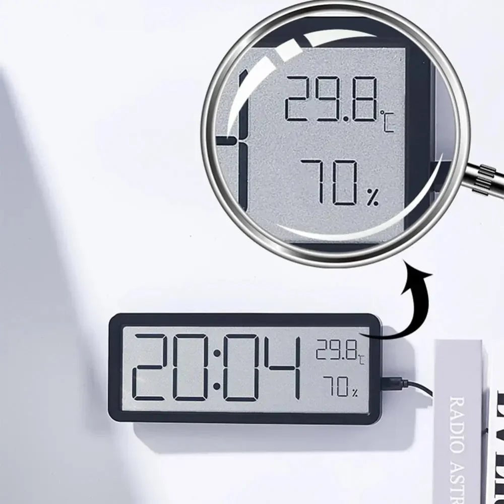 LumiAura Elegant LED Wall Clock with Temperature & Humidity Display for a Modern Interior - All Around Casa