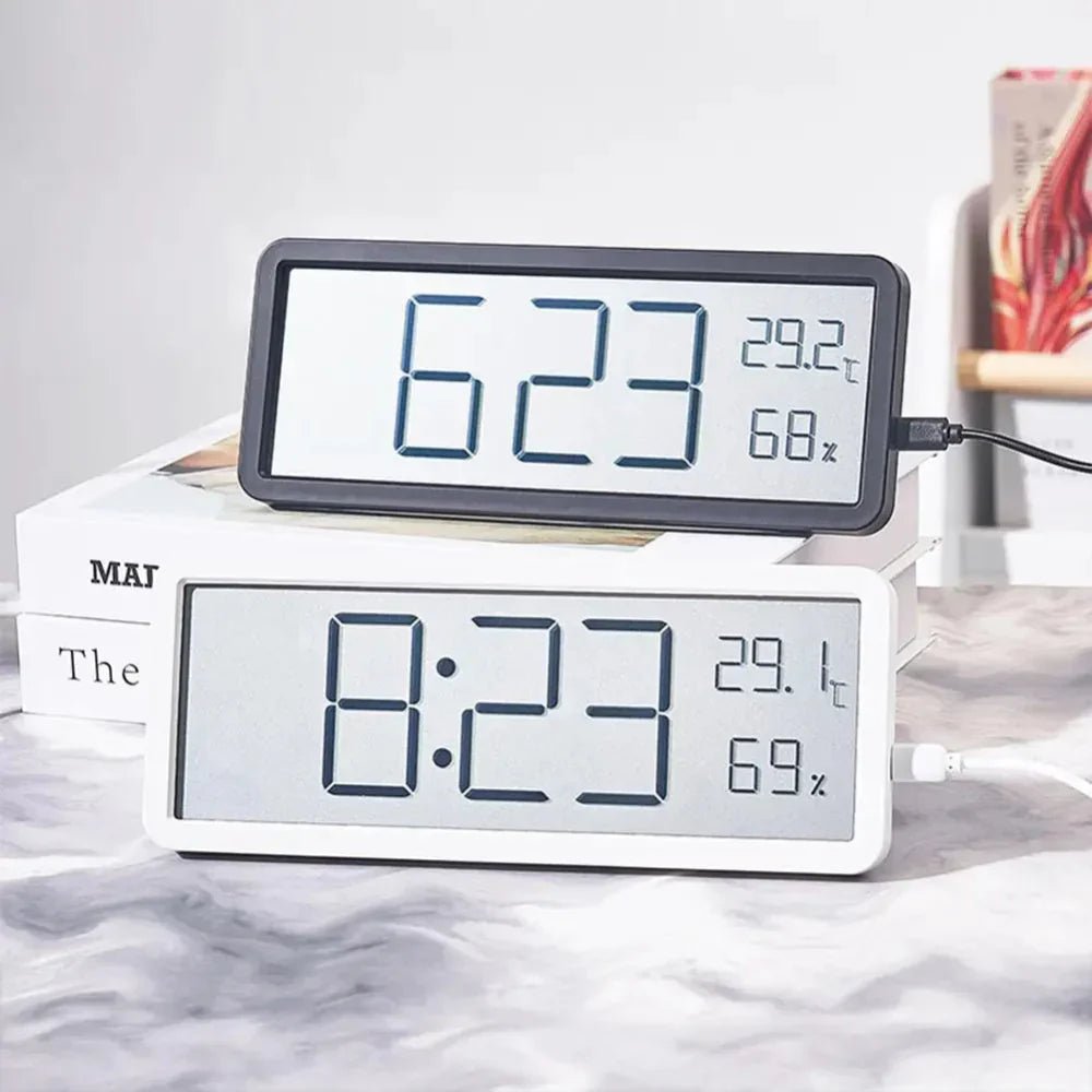 LumiAura Elegant LED Wall Clock with Temperature & Humidity Display for a Modern Interior - All Around Casa