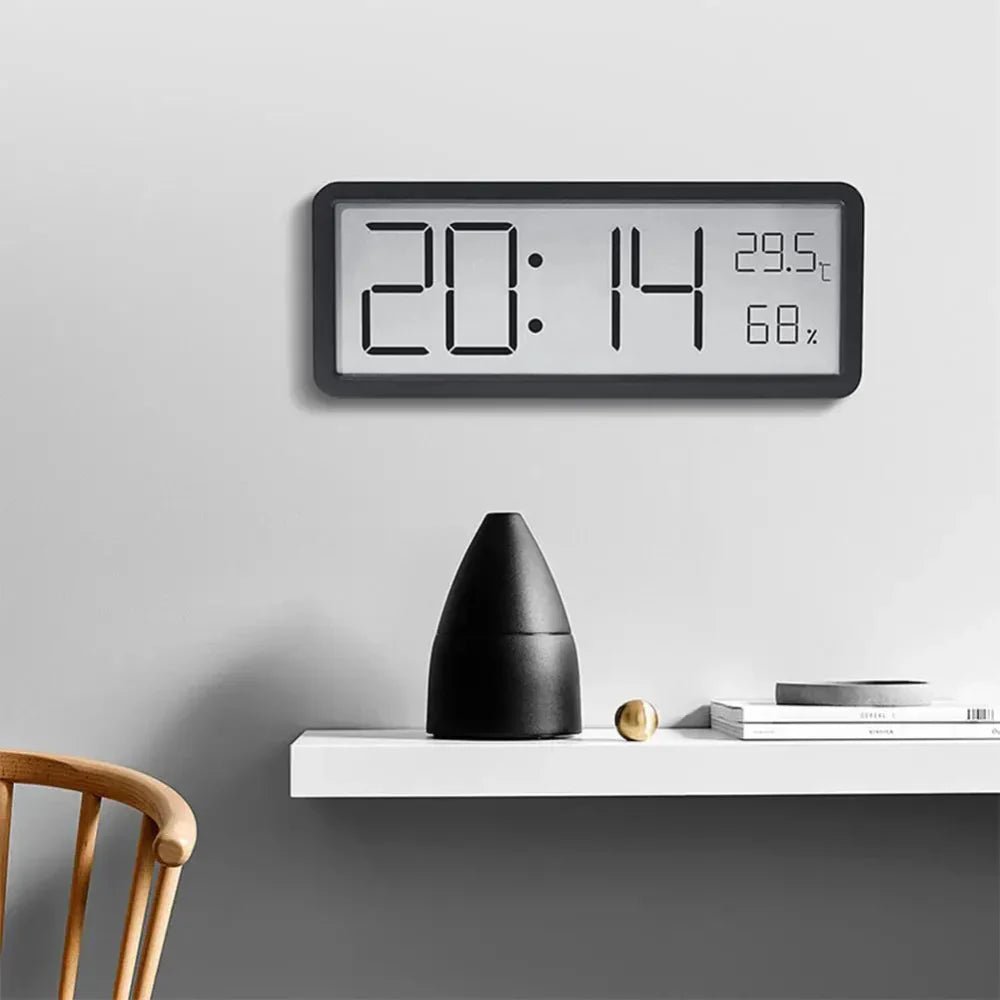LumiAura Elegant LED Wall Clock with Temperature & Humidity Display for a Modern Interior - All Around Casa