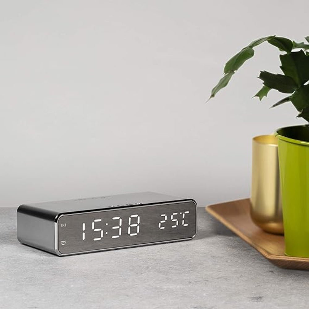 LumiCharge Elegant LED Alarm Clock with Wireless Charging Pad for a Modern Nightstand - All Around Casa