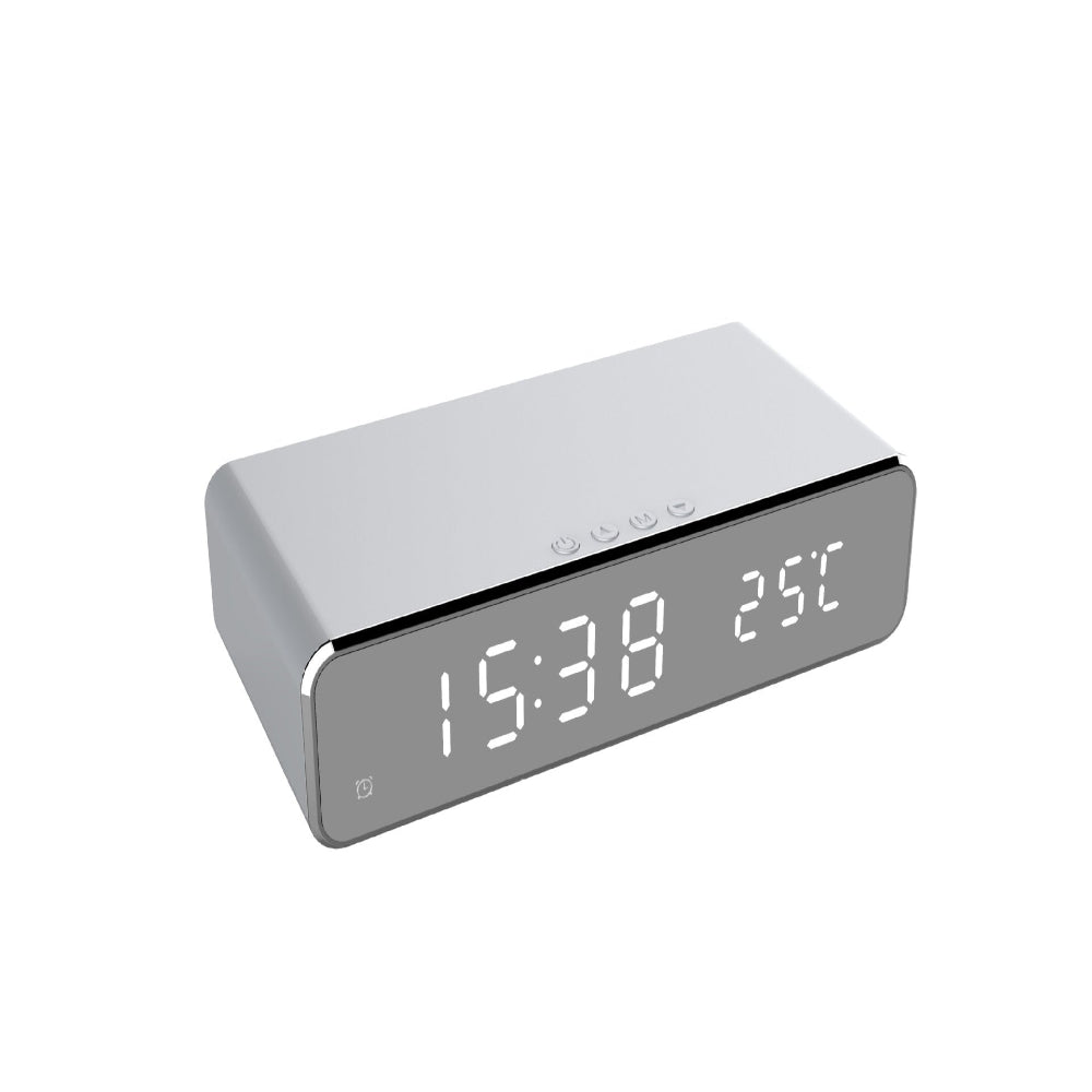 LumiCharge Elegant LED Alarm Clock with Wireless Charging Pad for a Modern Nightstand - All Around Casa