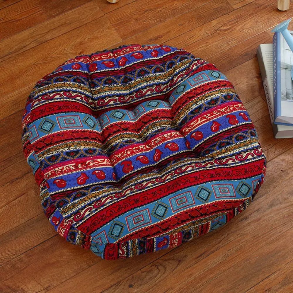 LunaHaven Boho Cushion – Chic Round Seating for a Cozy, Artistic Home - All Around Casa
