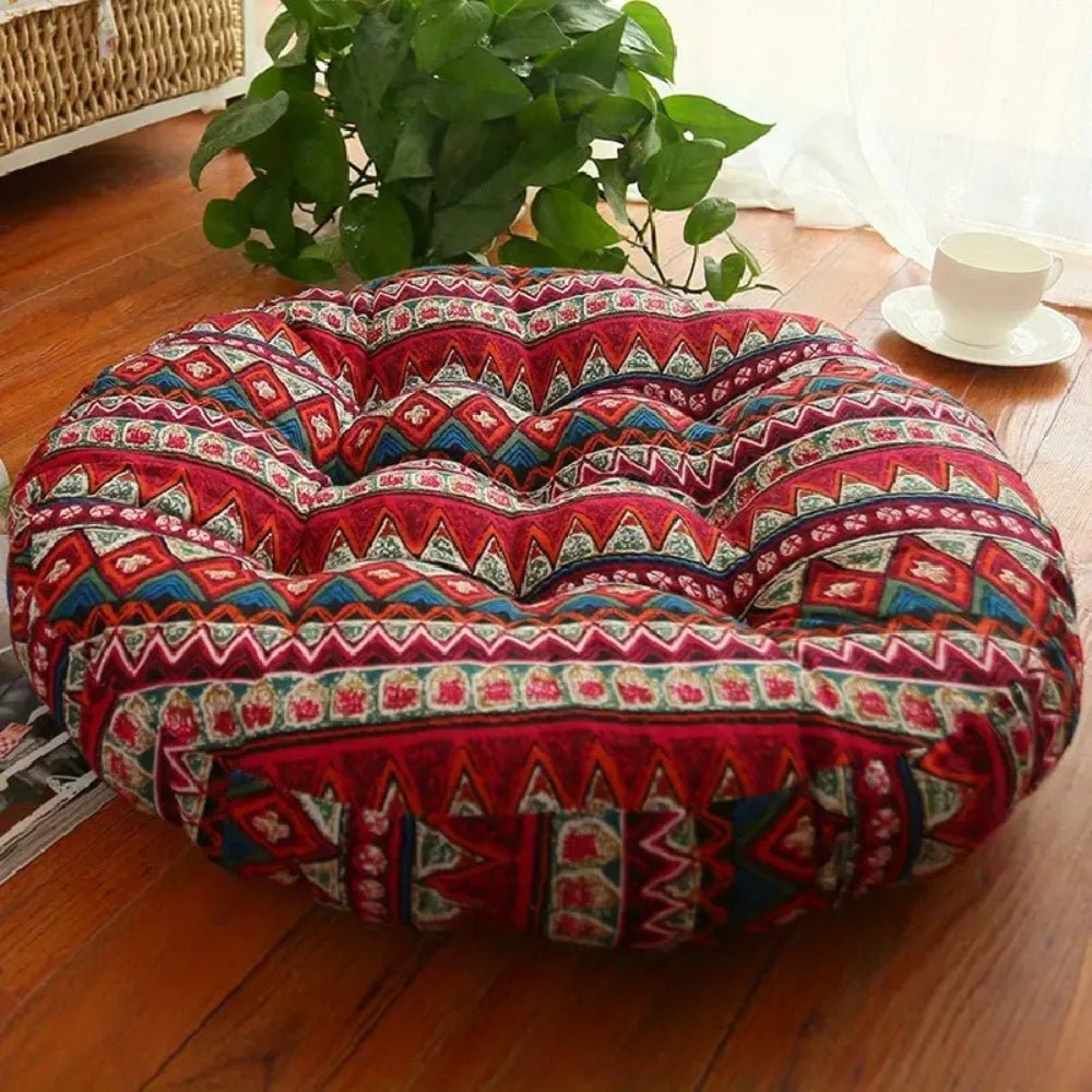 LunaHaven Boho Cushion – Chic Round Seating for a Cozy, Artistic Home - All Around Casa