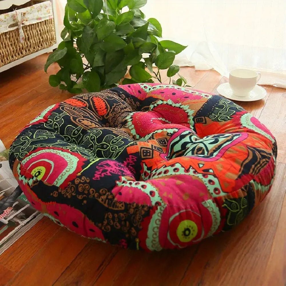 LunaHaven Boho Cushion – Chic Round Seating for a Cozy, Artistic Home - All Around Casa