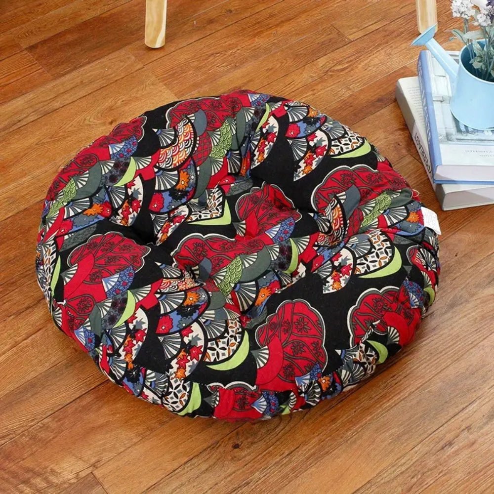 LunaHaven Boho Cushion – Chic Round Seating for a Cozy, Artistic Home - All Around Casa