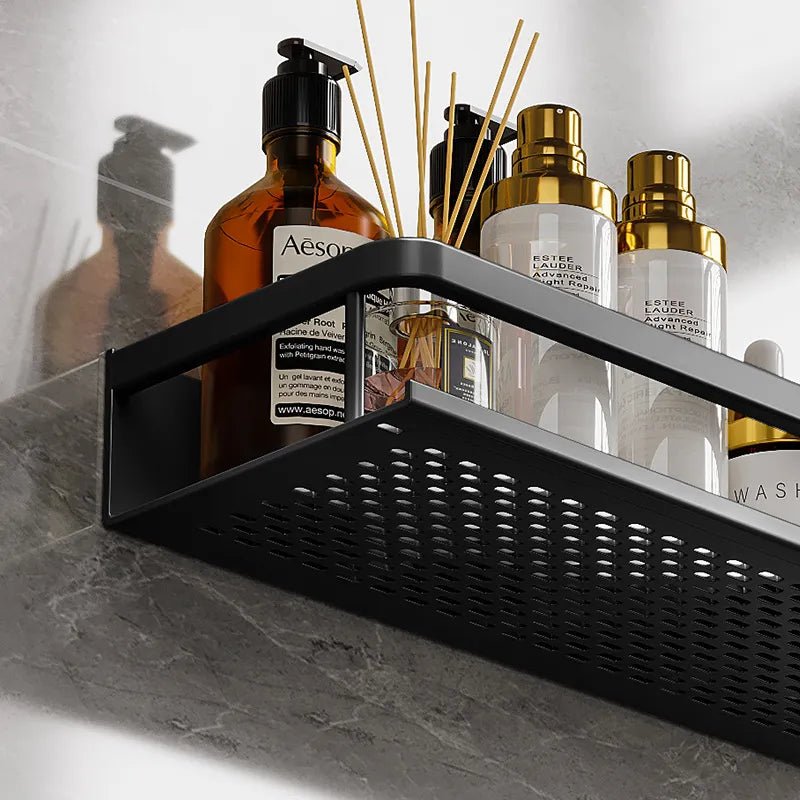 NoirForma – Elegant Black Shower Shelf for a Sleek, Space - Saving Bathroom - All Around Casa