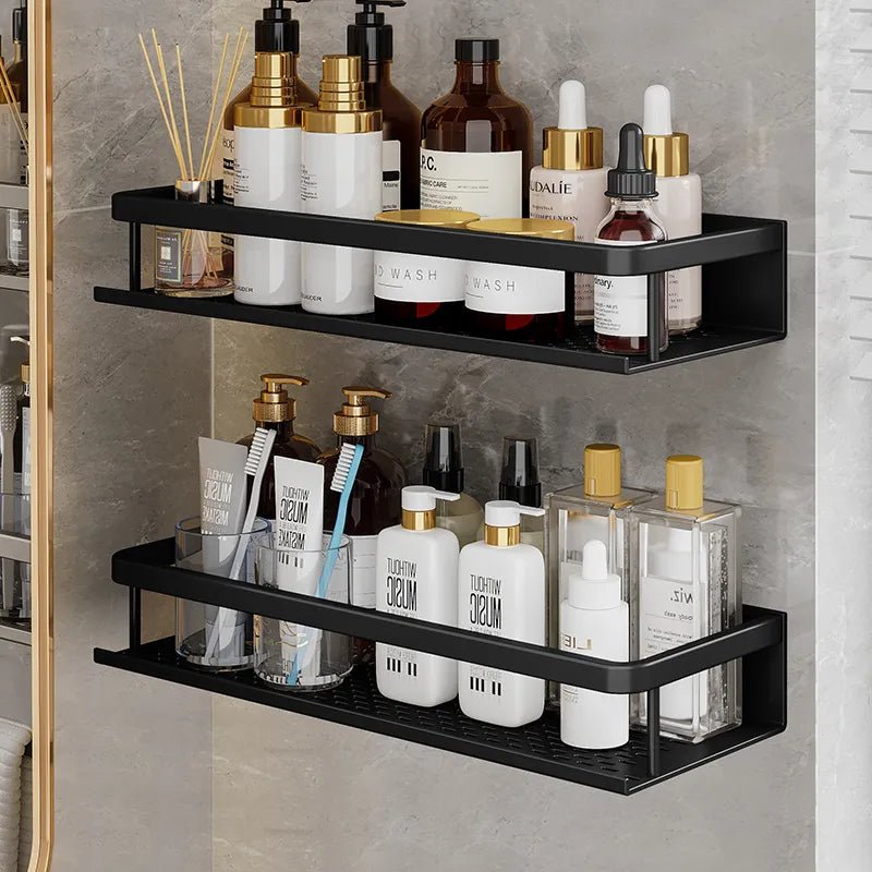 NoirForma – Elegant Black Shower Shelf for a Sleek, Space - Saving Bathroom - All Around Casa