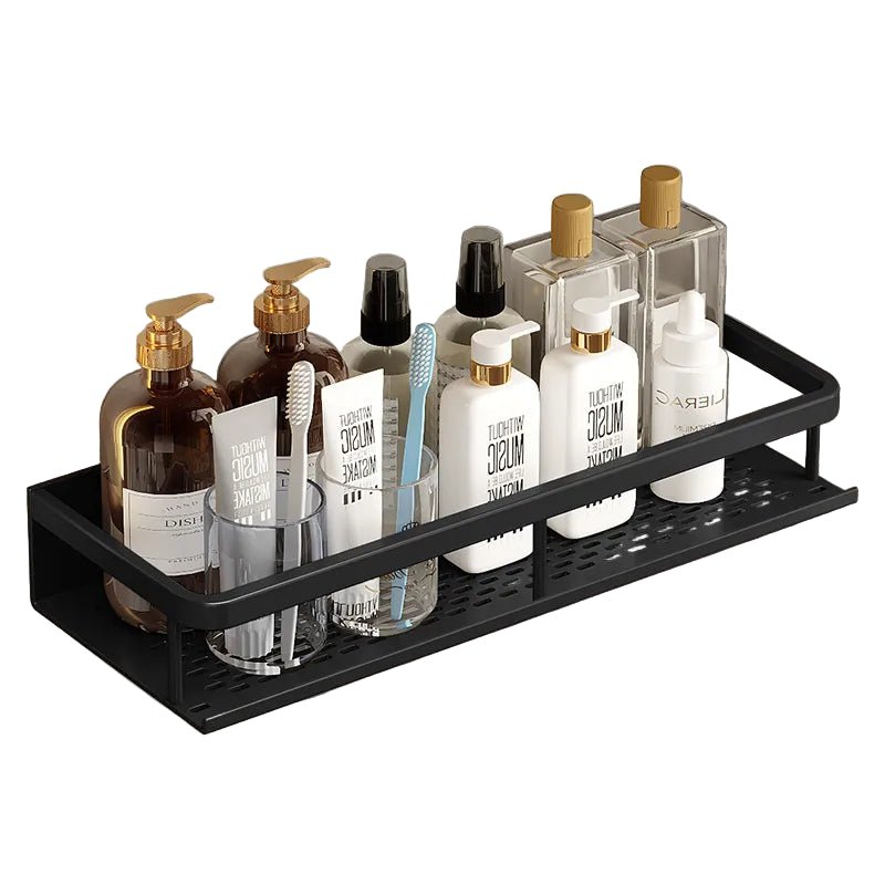 NoirForma – Elegant Black Shower Shelf for a Sleek, Space - Saving Bathroom - All Around Casa