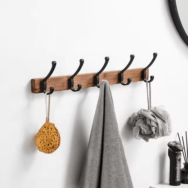 NordHaven Elegant Wooden Wall Hooks – Rustic Modern Organizer for Stylish Entryways - All Around Casa