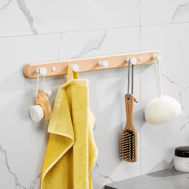 NordHaven Elegant Wooden Wall Hooks – Rustic Modern Organizer for Stylish Entryways - All Around Casa