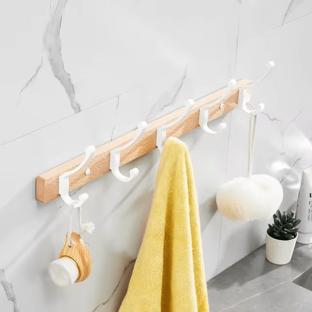 NordHaven Elegant Wooden Wall Hooks – Rustic Modern Organizer for Stylish Entryways - All Around Casa
