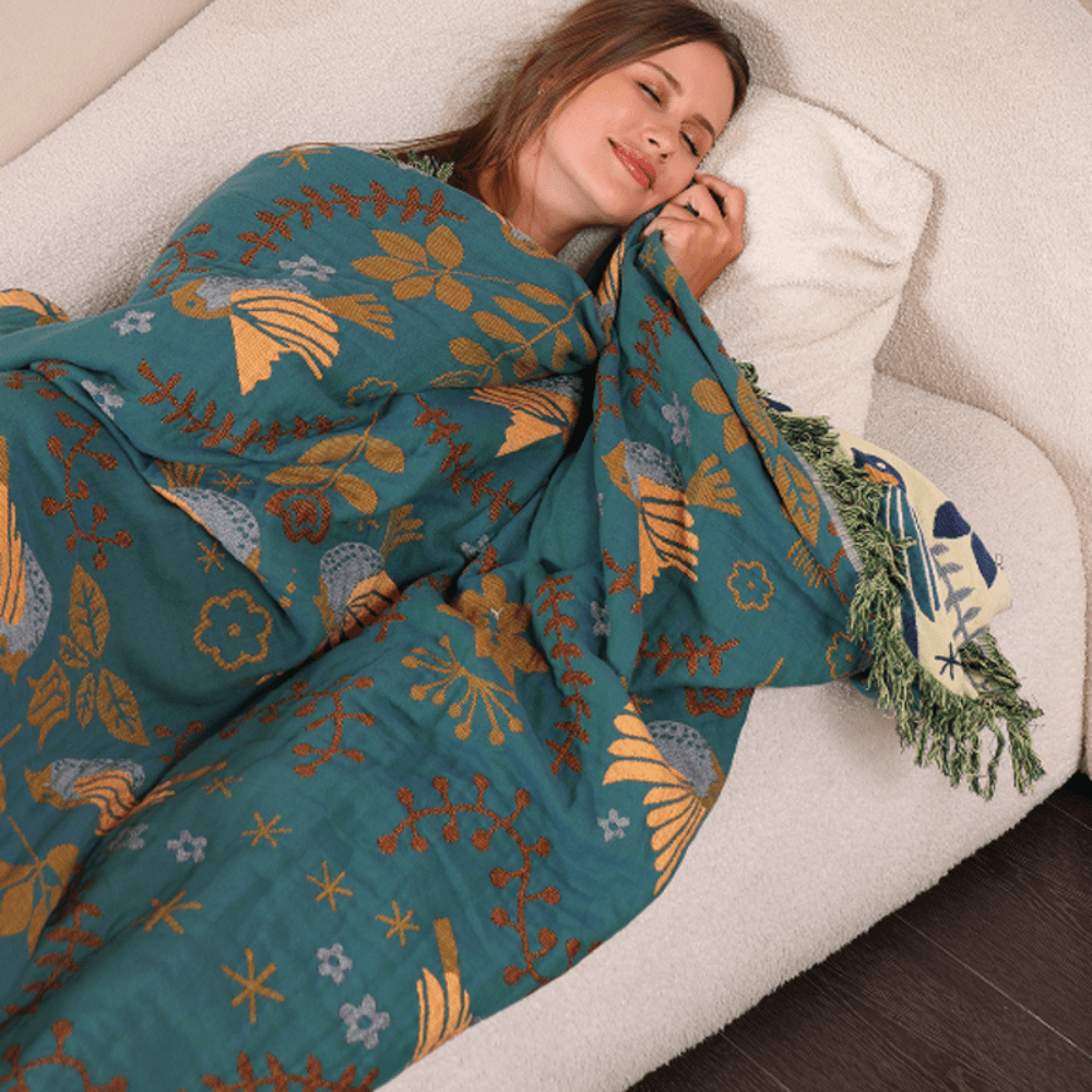 Nordora Luxe Reversible Throw Blanket – Elegant Scandinavian Birds for a Cozy Interior - All Around Casa