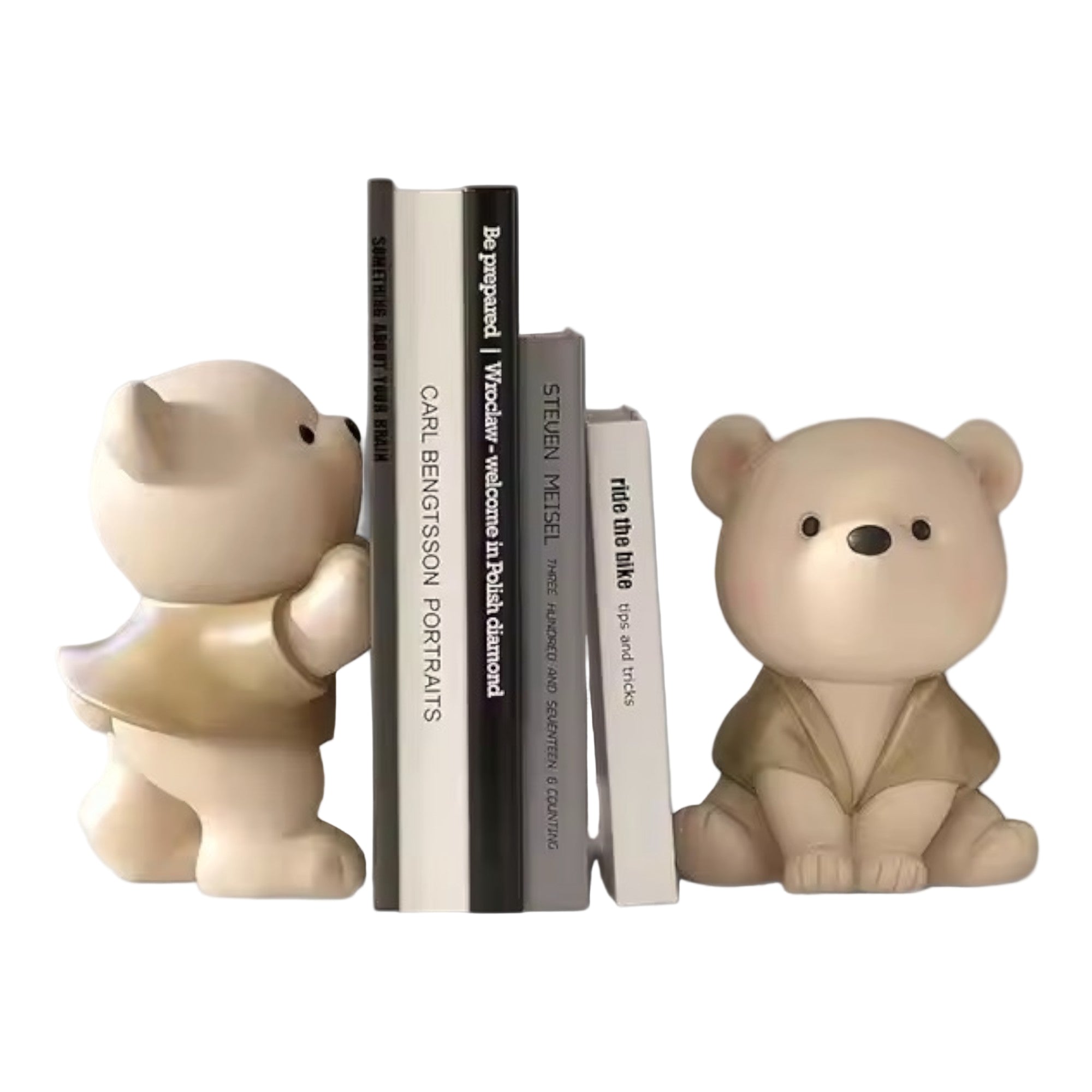 Orin Bear Bookends – Handcrafted Matte Sculptures for Playful & Sturdy Book Support - All Around Casa