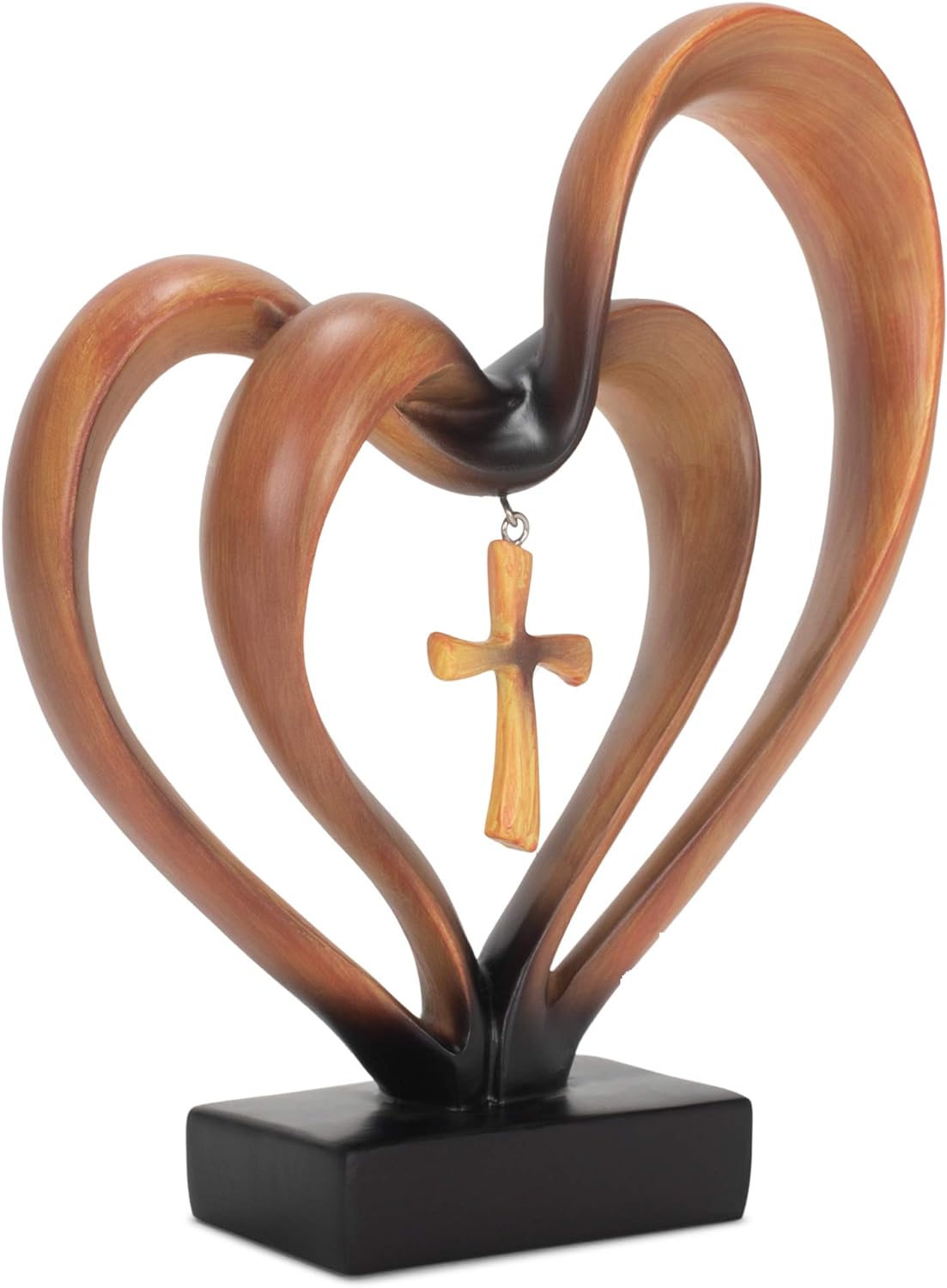 Sacred Harmony – Elegant Heart & Cross Tabletop Accent for Timeless Love - All Around Casa