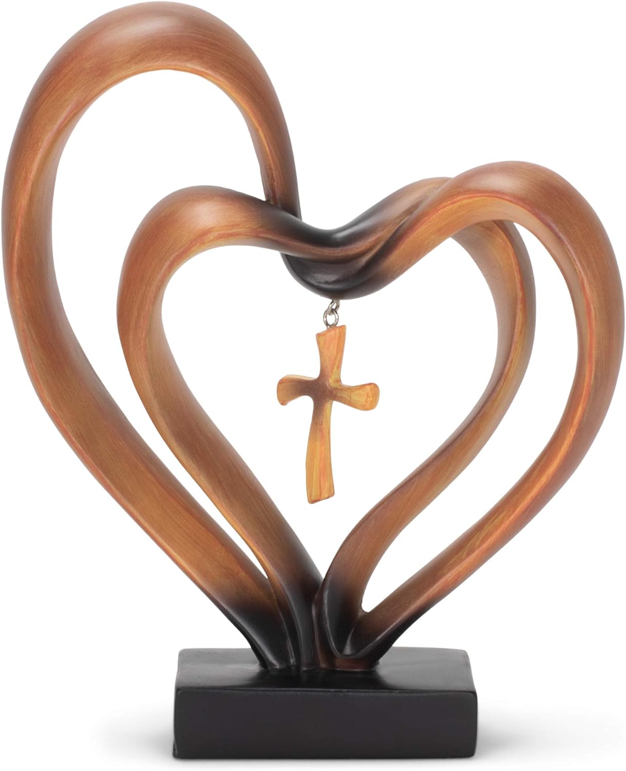 Sacred Harmony – Elegant Heart & Cross Tabletop Accent for Timeless Love - All Around Casa