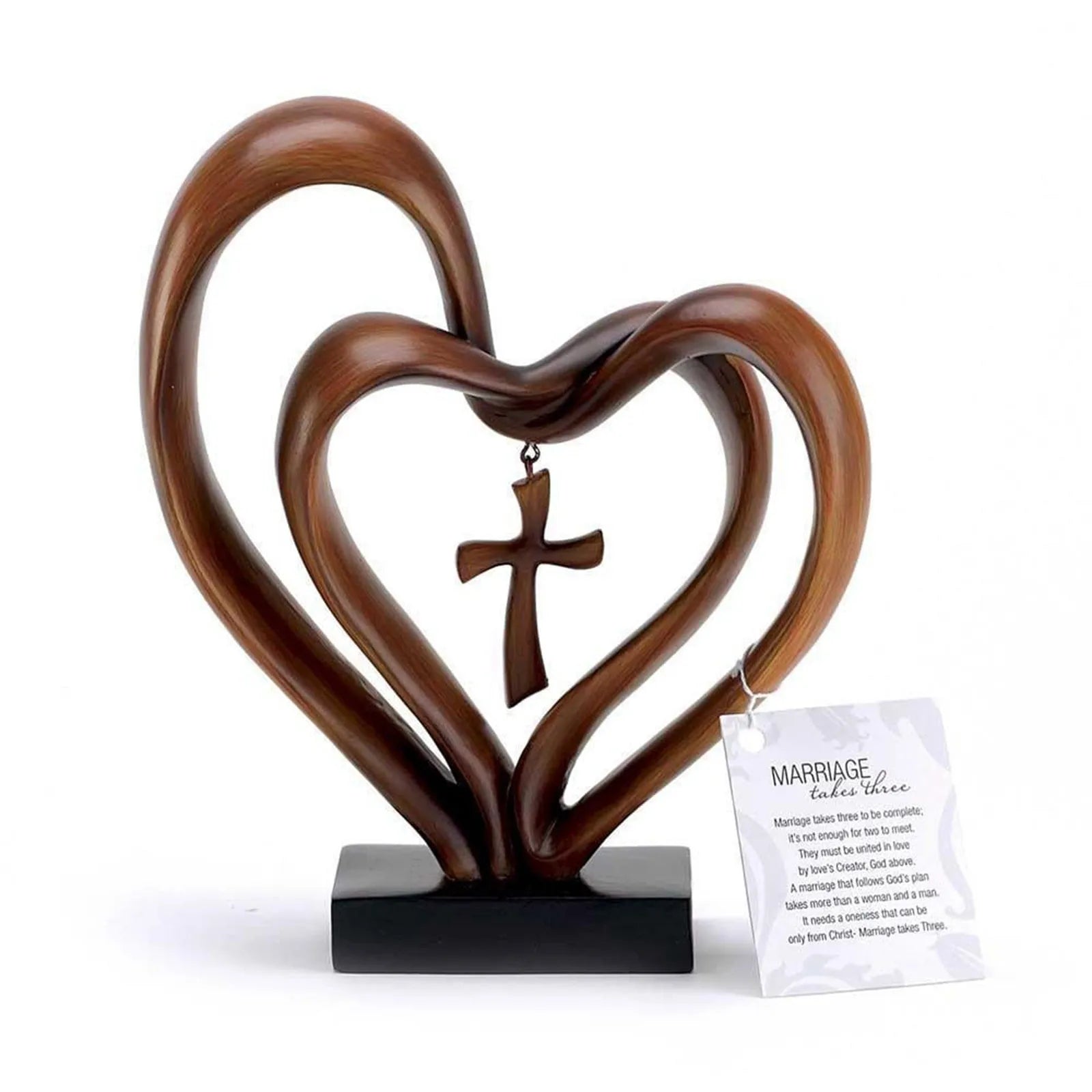 Sacred Harmony – Elegant Heart & Cross Tabletop Accent for Timeless Love - All Around Casa
