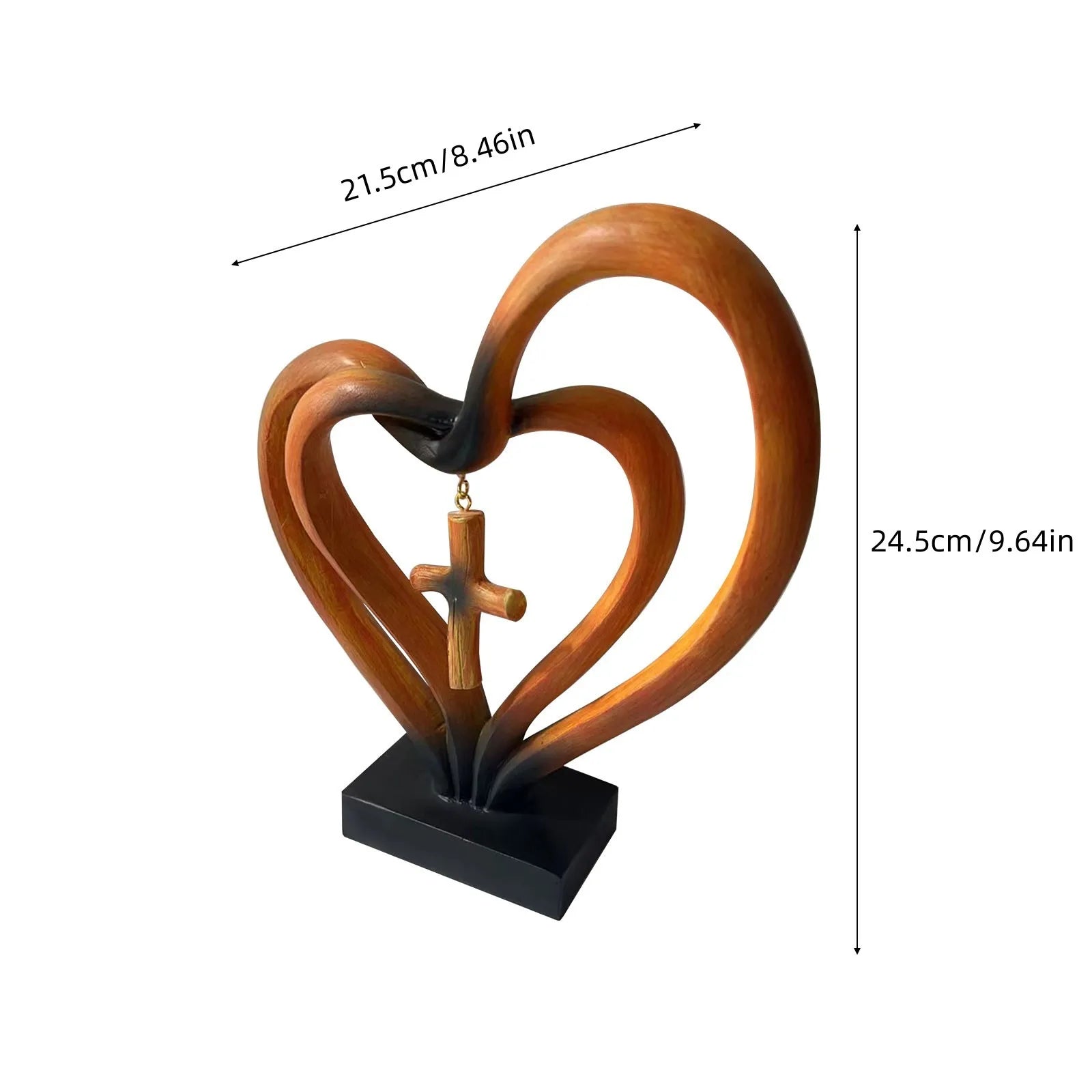 Sacred Harmony – Elegant Heart & Cross Tabletop Accent for Timeless Love - All Around Casa