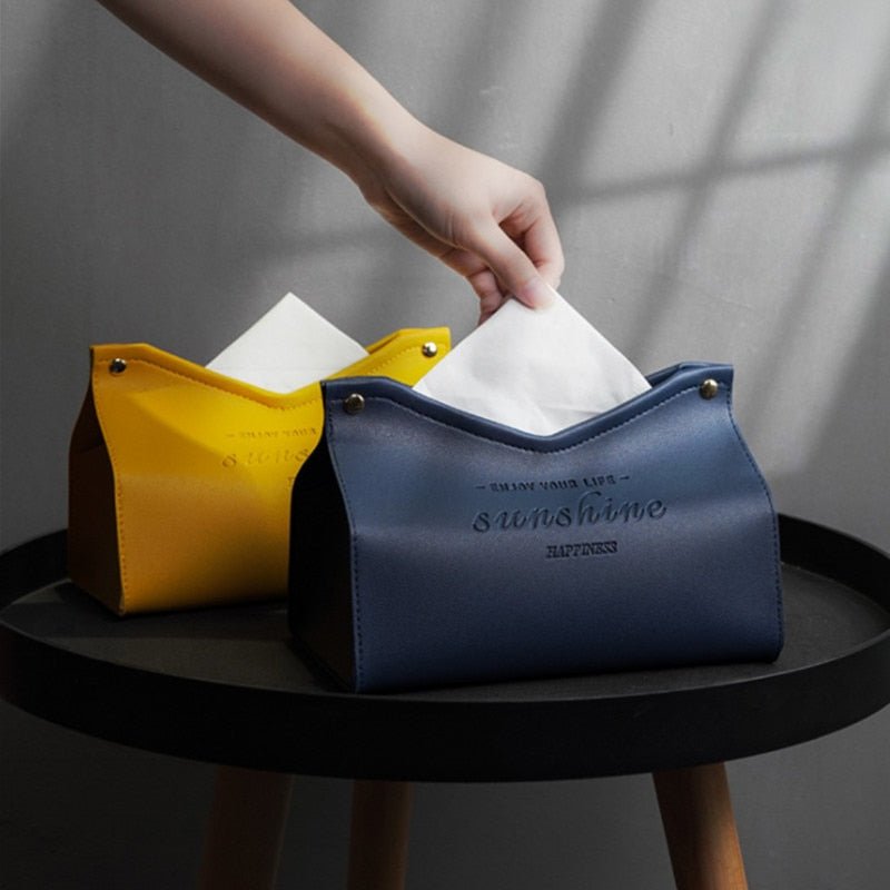 SereneHaven Chic Tissue Holder – Elegant Leather Accent for Modern Living - All Around Casa