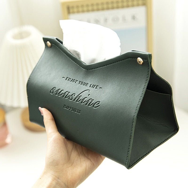 SereneHaven Chic Tissue Holder – Elegant Leather Accent for Modern Living - All Around Casa