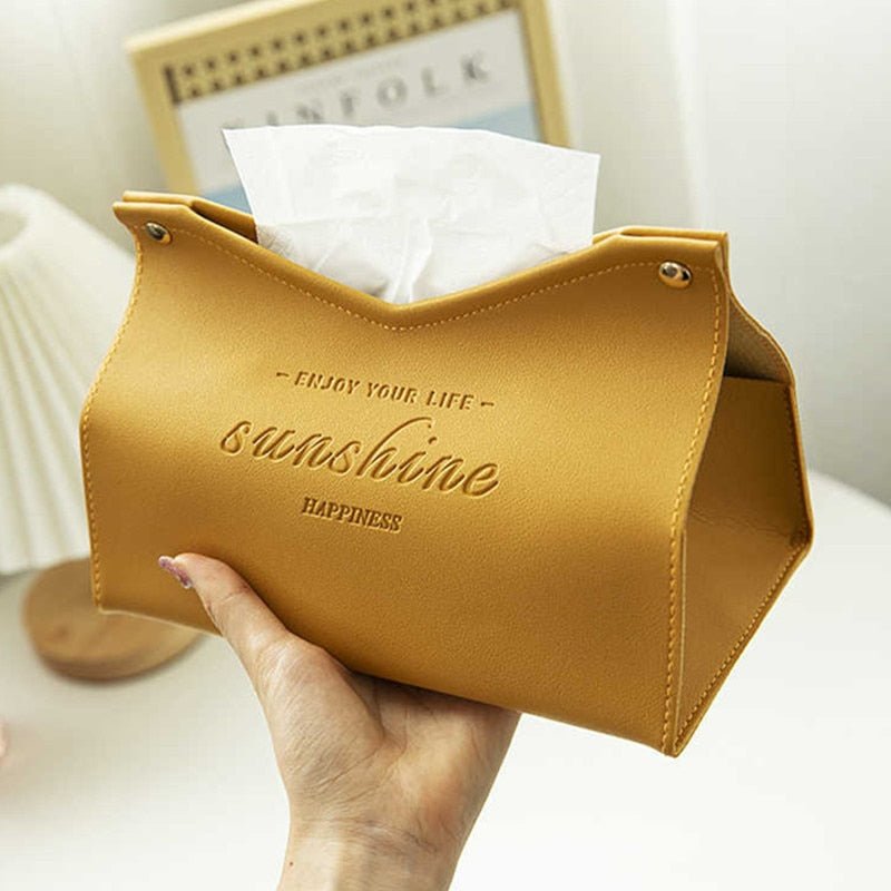 SereneHaven Chic Tissue Holder – Elegant Leather Accent for Modern Living - All Around Casa