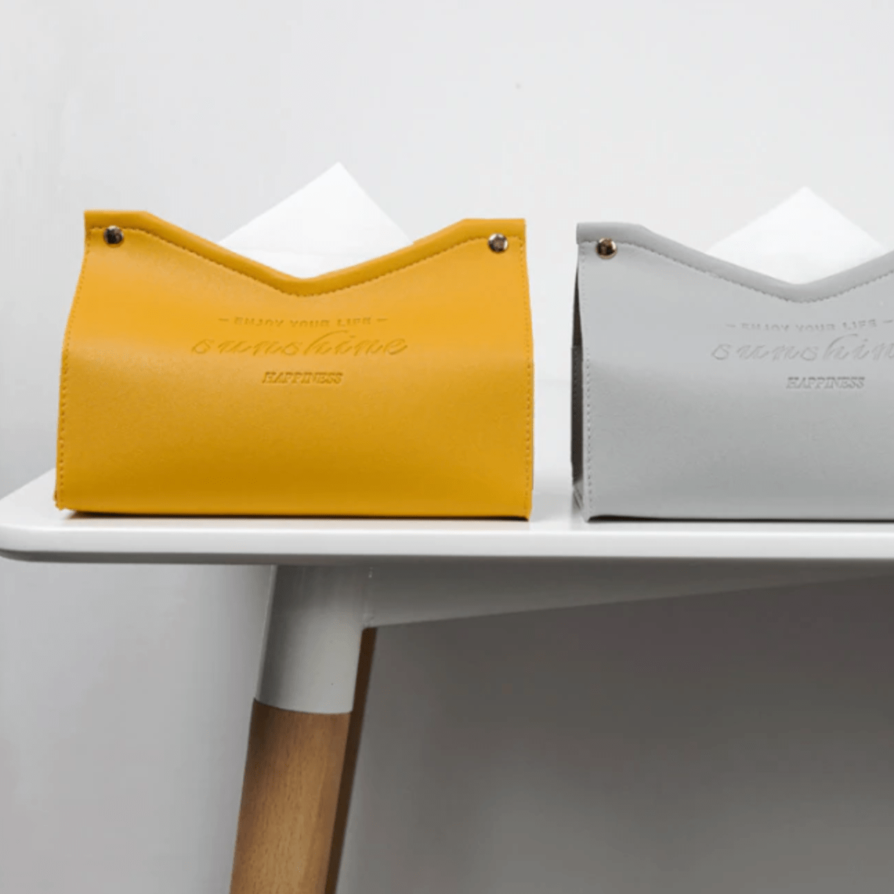 SereneHaven Chic Tissue Holder – Elegant Leather Accent for Modern Living - All Around Casa