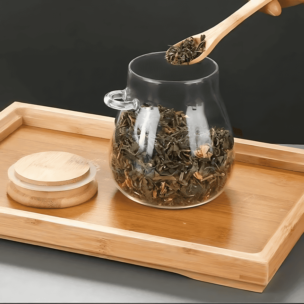 SereniJar Elegant Glass Storage Jar with Bamboo Lid for a Minimalist Kitchen - All Around Casa