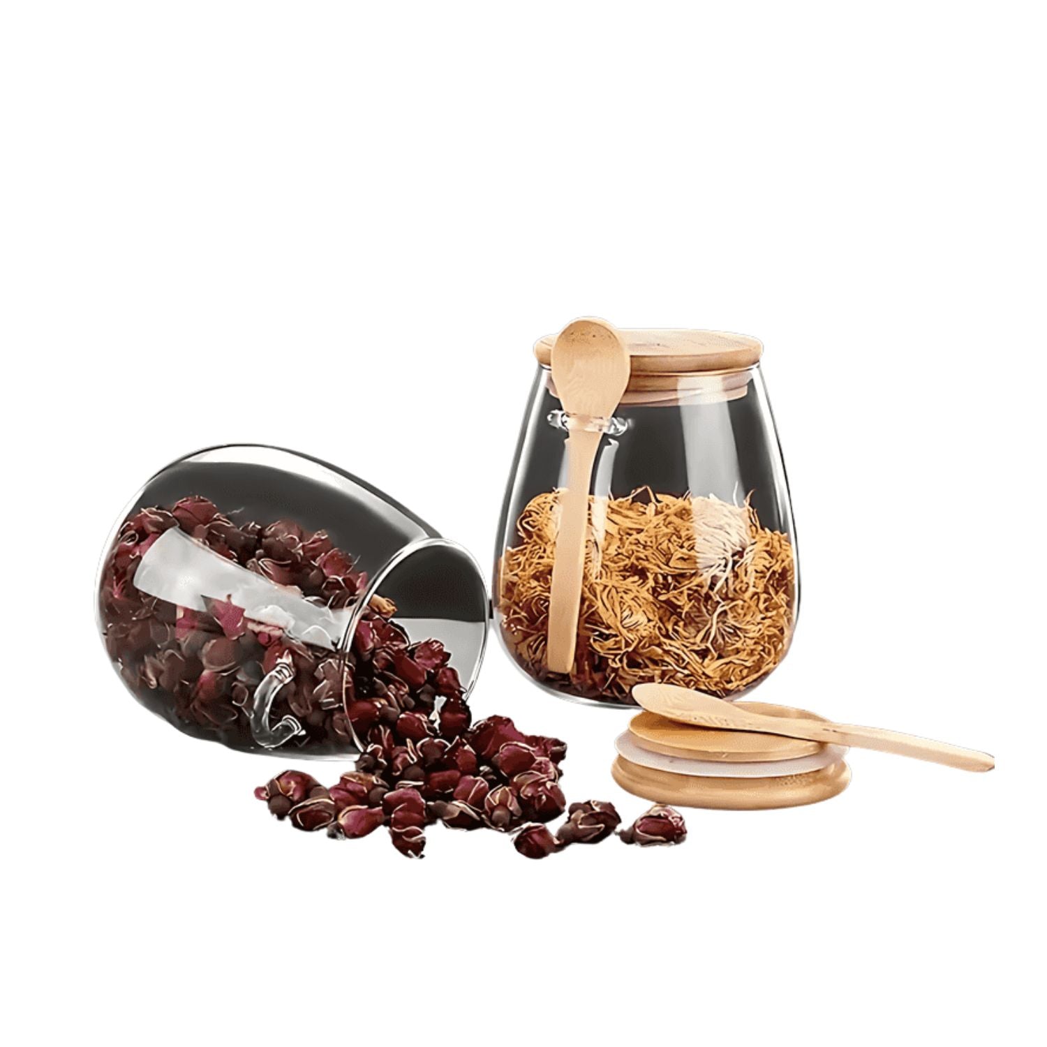 SereniJar Elegant Glass Storage Jar with Bamboo Lid for a Minimalist Kitchen - All Around Casa