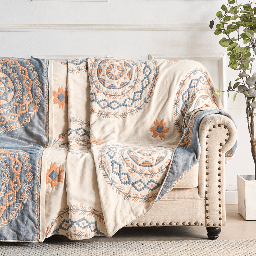 Serenique Luxe Boho Throw Blanket – Elegant Mandala Accent for Relaxed Living - All Around Casa