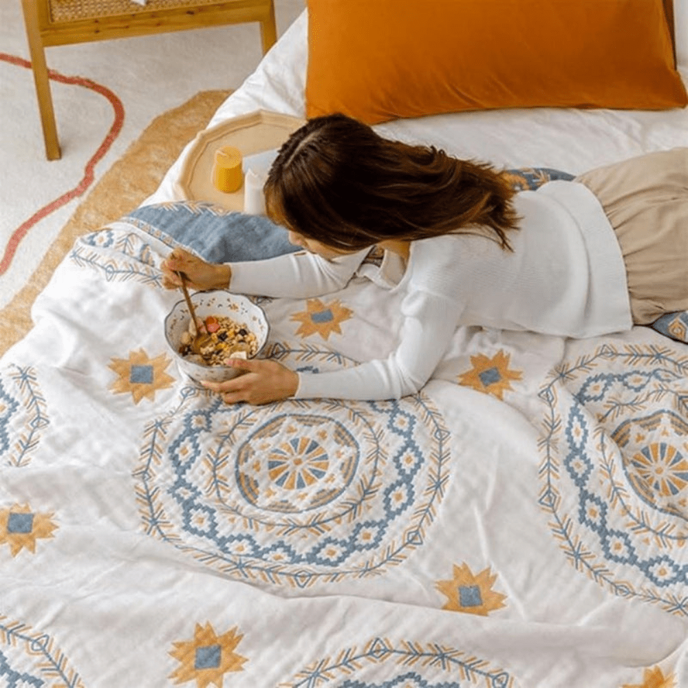Serenique Luxe Boho Throw Blanket – Elegant Mandala Accent for Relaxed Living - All Around Casa