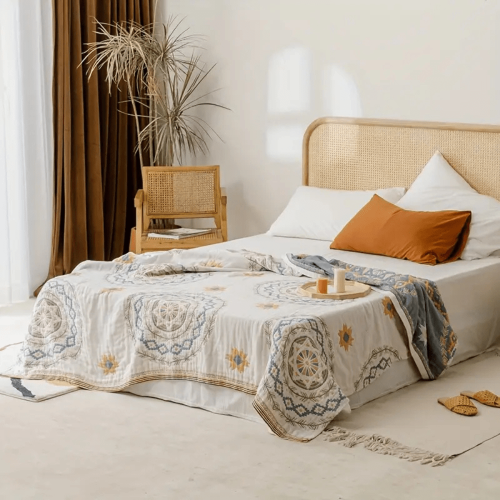 Serenique Luxe Boho Throw Blanket – Elegant Mandala Accent for Relaxed Living - All Around Casa