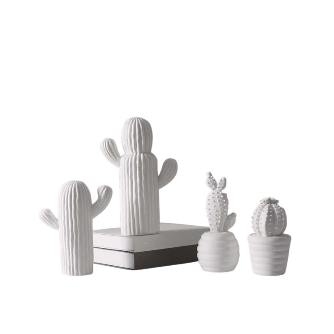 SerenityBloom Elegant Porcelain Cactus Sculptures for a Modern Zen Interior - All Around Casa