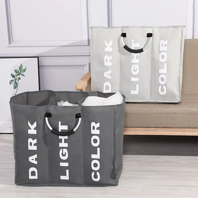 SortEase Luxe Triple Laundry Hamper – Elegant Organizer for Effortless Laundry Days - All Around Casa