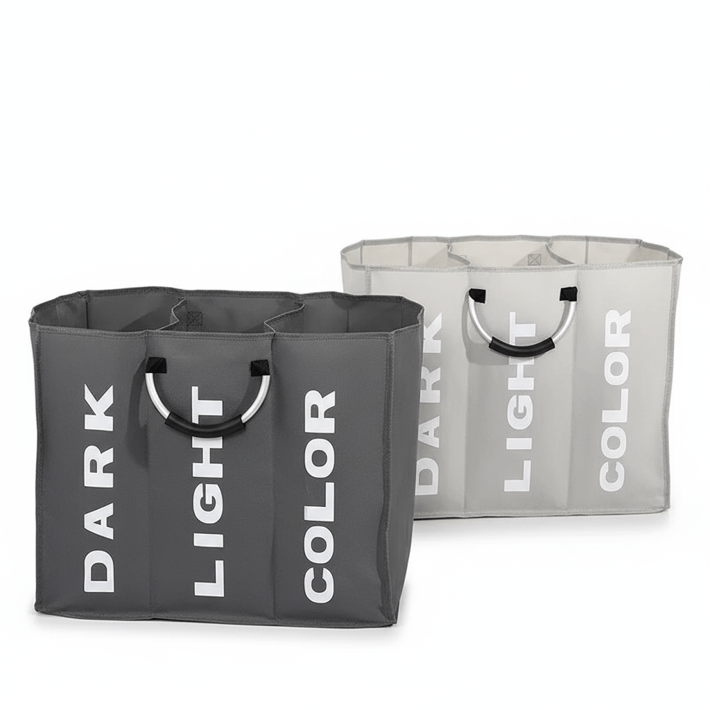 SortEase Luxe Triple Laundry Hamper – Elegant Organizer for Effortless Laundry Days - All Around Casa
