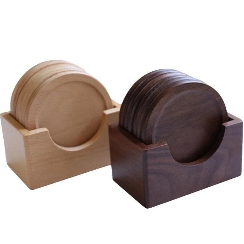 TerraLuxe Wooden Coasters Set – Elegant Tabletop Protection with Natural Charm - All Around Casa