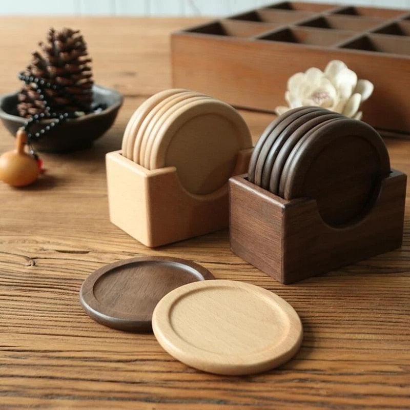 TerraLuxe Wooden Coasters Set – Elegant Tabletop Protection with Natural Charm - All Around Casa