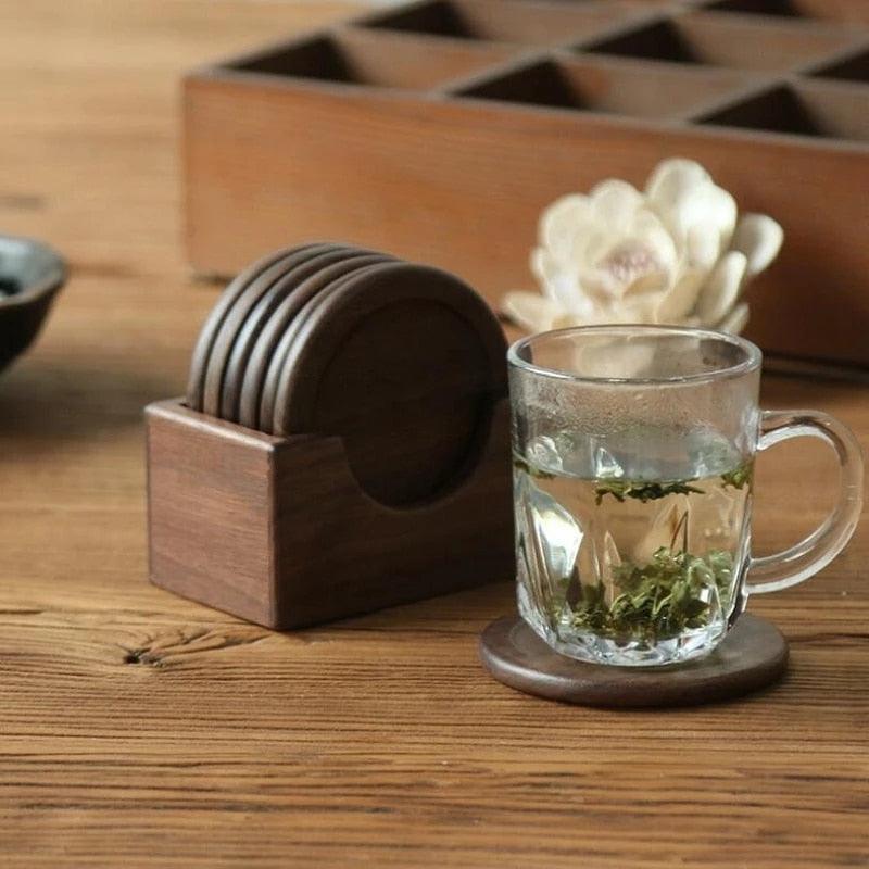 TerraLuxe Wooden Coasters Set – Elegant Tabletop Protection with Natural Charm - All Around Casa