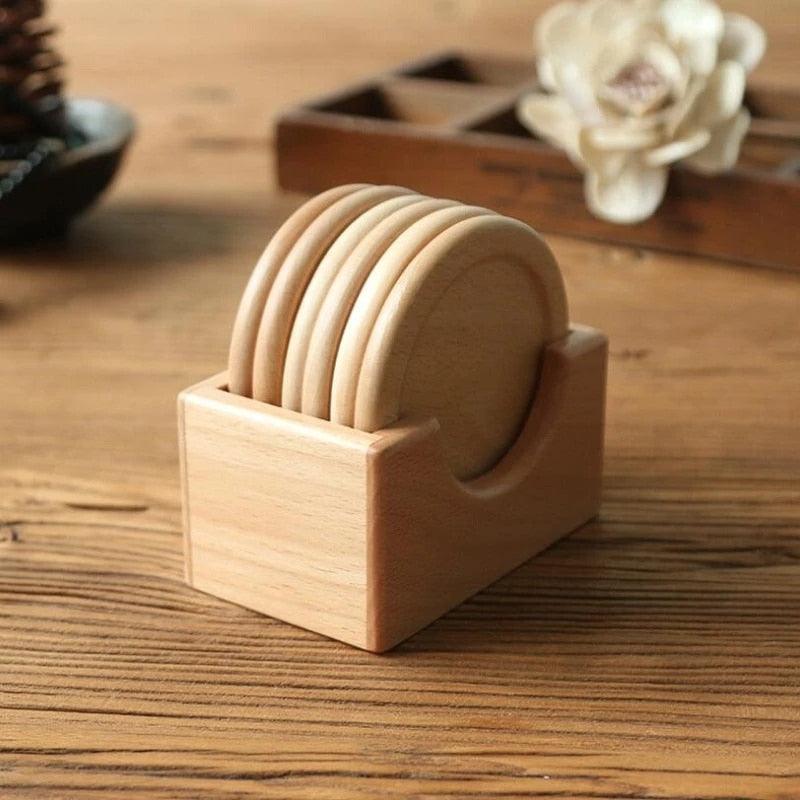 TerraLuxe Wooden Coasters Set – Elegant Tabletop Protection with Natural Charm - All Around Casa