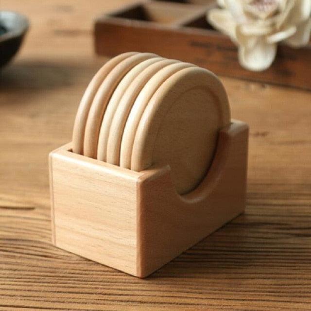TerraLuxe Wooden Coasters Set – Elegant Tabletop Protection with Natural Charm - All Around Casa