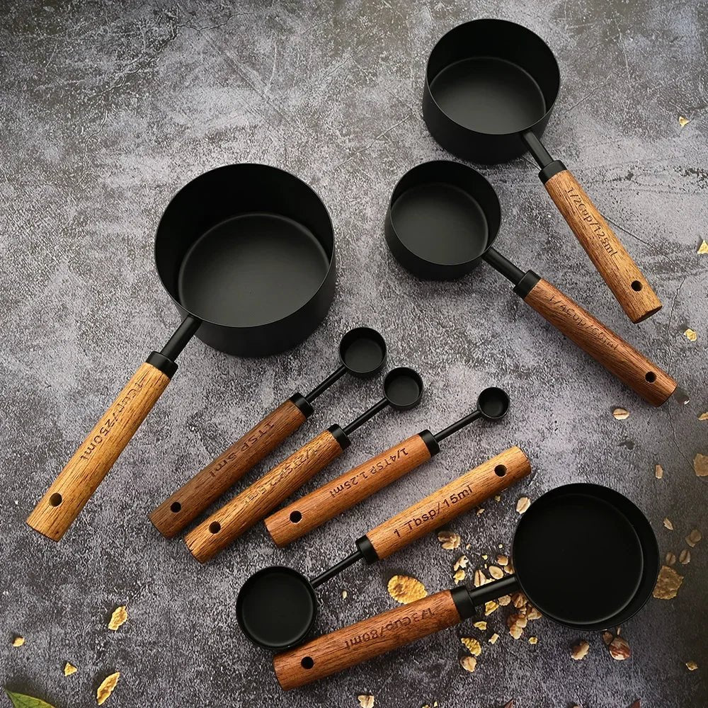 TimberCraft Luxe Measuring Cup Set with Stainless Precision - All Around Casa