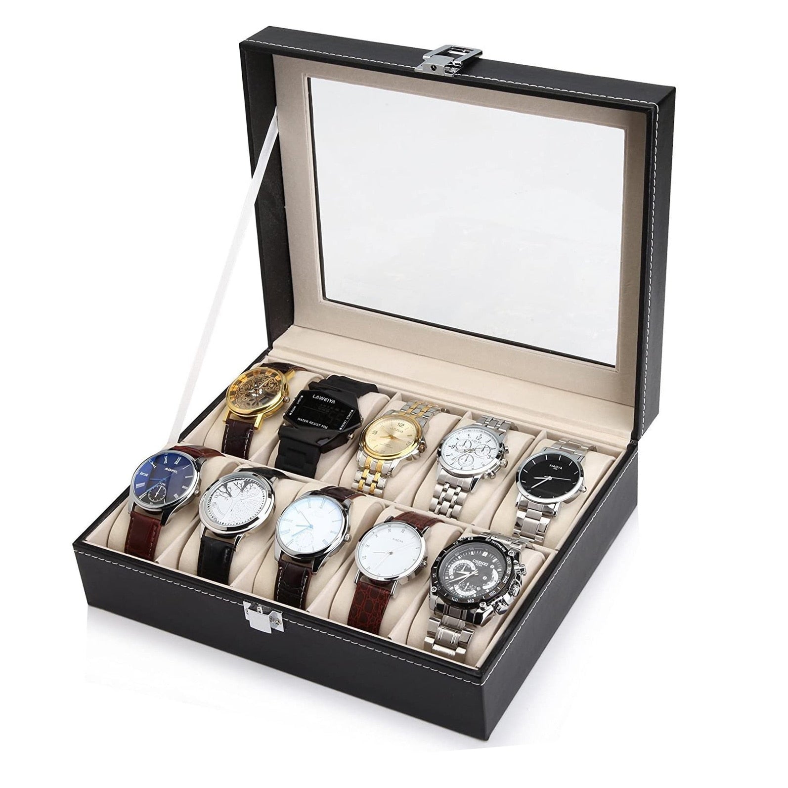 TimeHaven Luxe Leather Watch Case for Elegant Display & Protection - All Around Casa