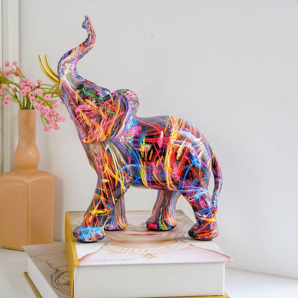 UrbanMuse Vibrant Graffiti Elephant Sculpture for Modern Interiors - All Around Casa