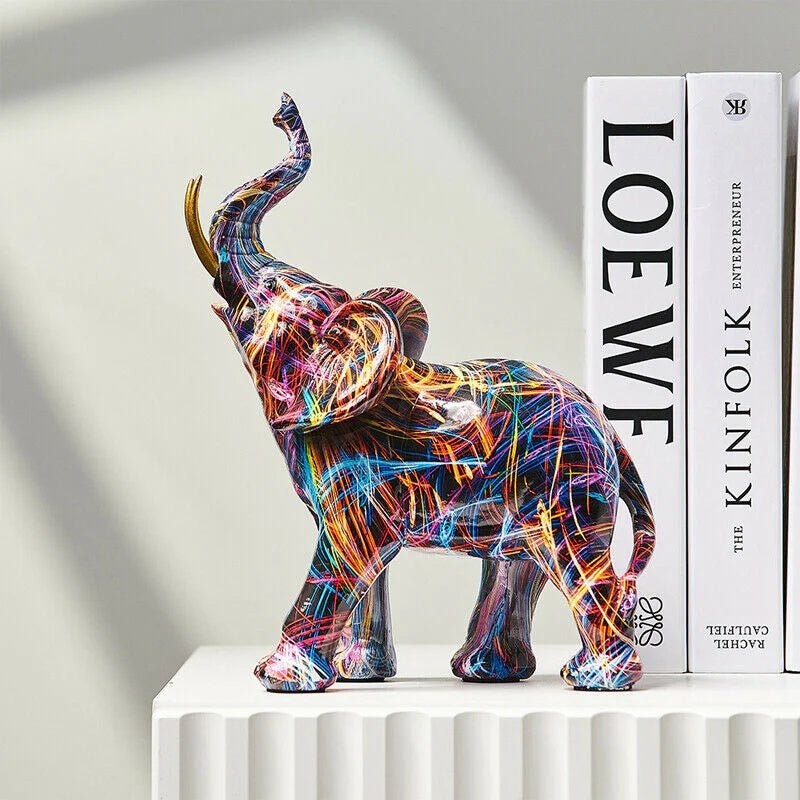 UrbanMuse Vibrant Graffiti Elephant Sculpture for Modern Interiors - All Around Casa