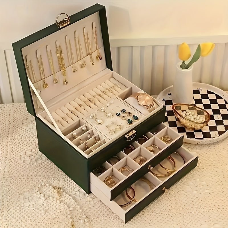 Velora Luxe Jewelry Organizer – Elegant Leather Box with Drawers for Timeless Storage - All Around Casa