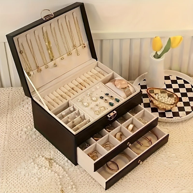 Velora Luxe Jewelry Organizer – Elegant Leather Box with Drawers for Timeless Storage - All Around Casa