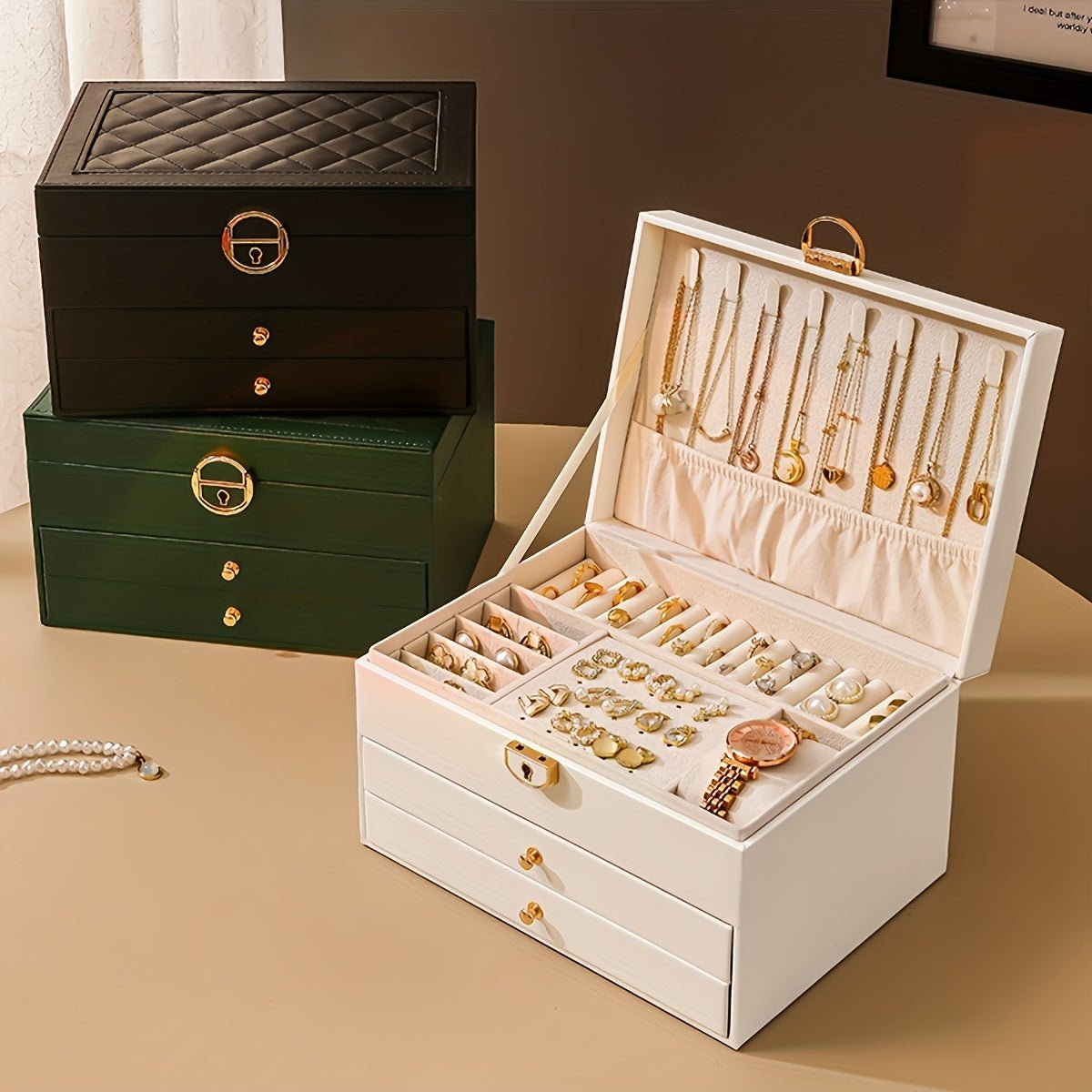 Velora Luxe Jewelry Organizer – Elegant Leather Box with Drawers for Timeless Storage - All Around Casa