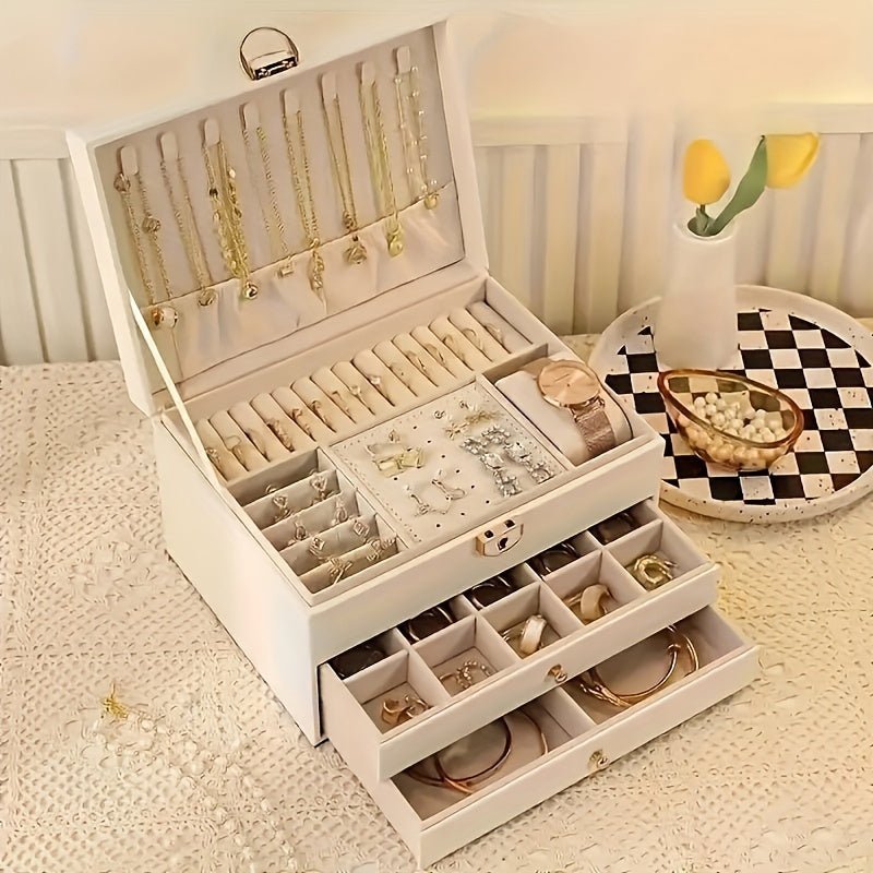 Velora Luxe Jewelry Organizer – Elegant Leather Box with Drawers for Timeless Storage - All Around Casa
