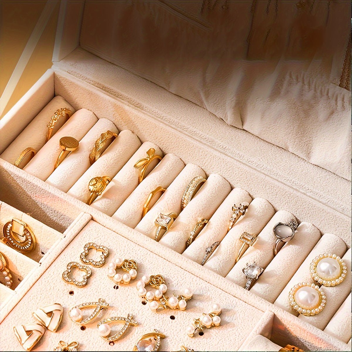 Velora Luxe Jewelry Organizer – Elegant Leather Box with Drawers for Timeless Storage - All Around Casa